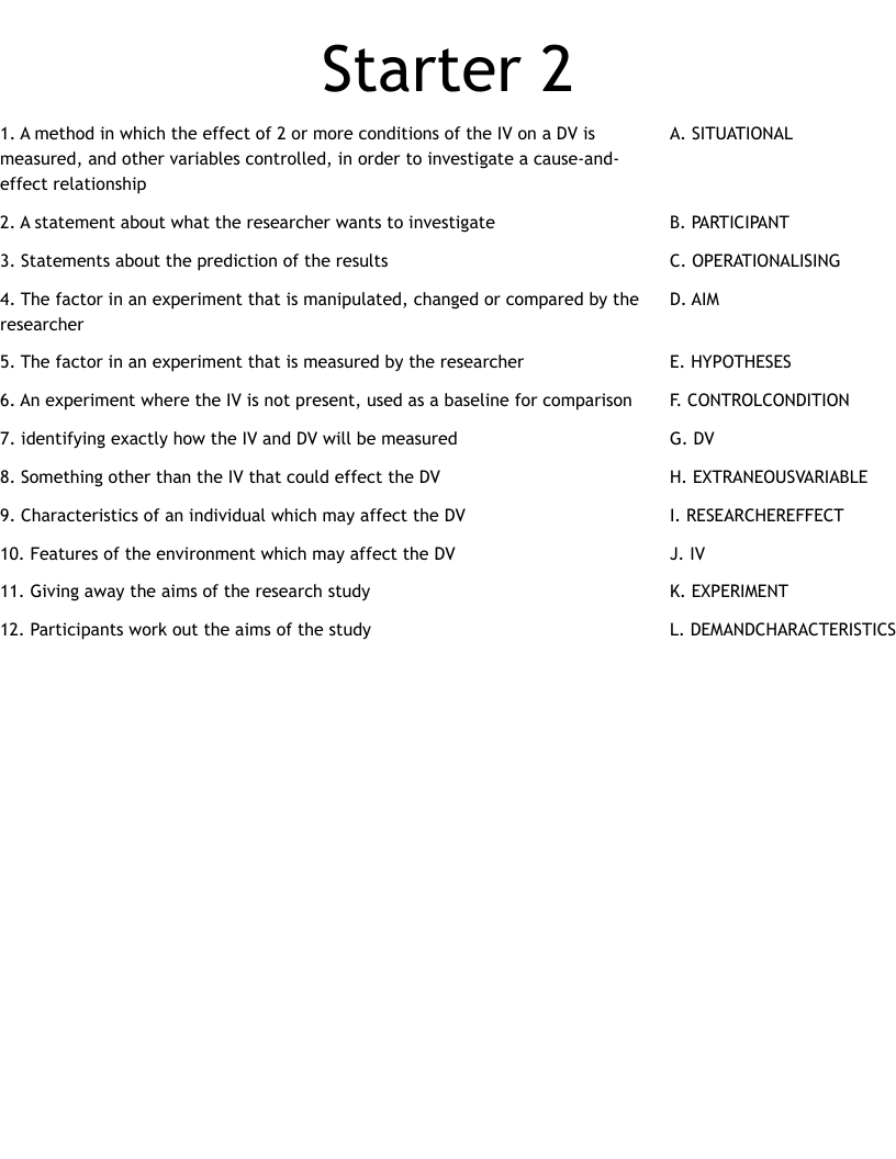 Starter 2 Worksheet