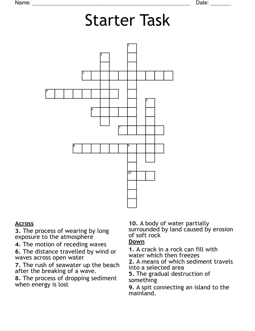 Starter Task Crossword