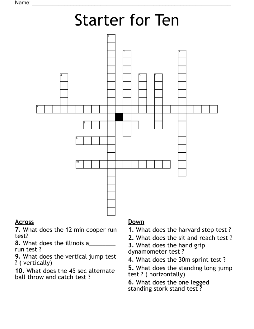 Starter for Ten  Crossword
