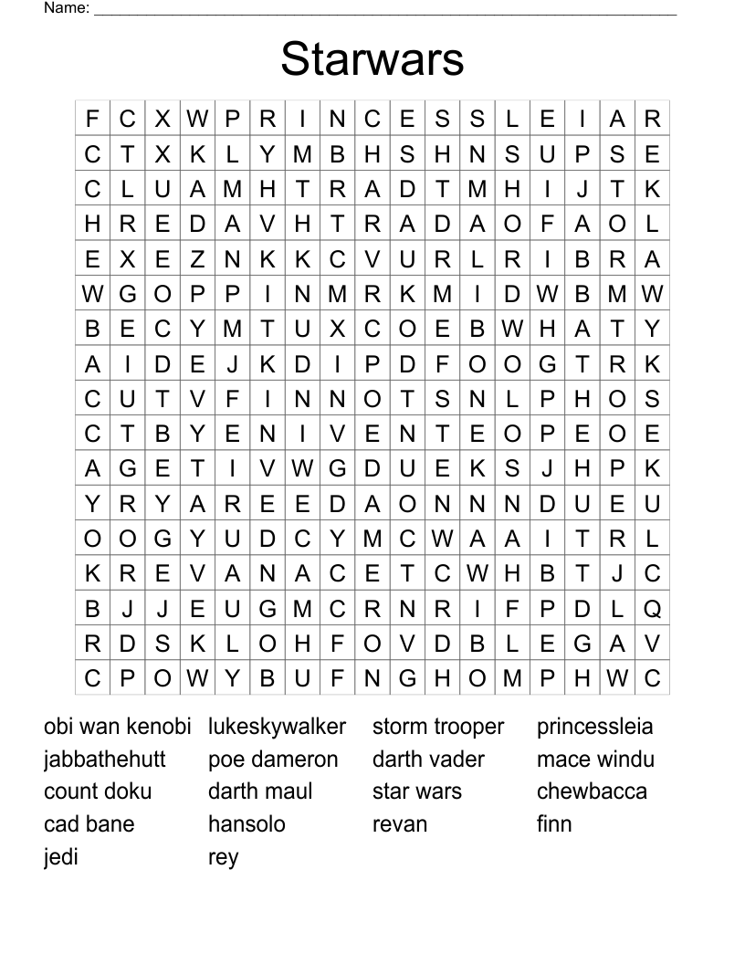 Starwars Word Search