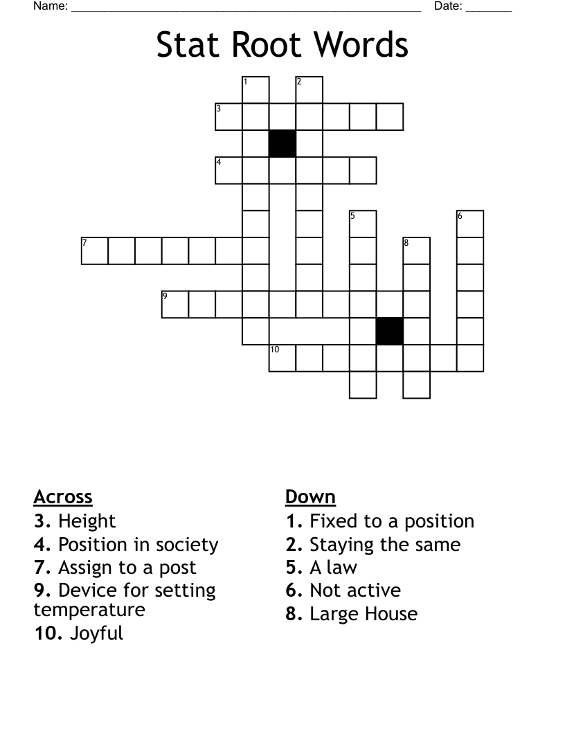 Stat Root Words Crossword