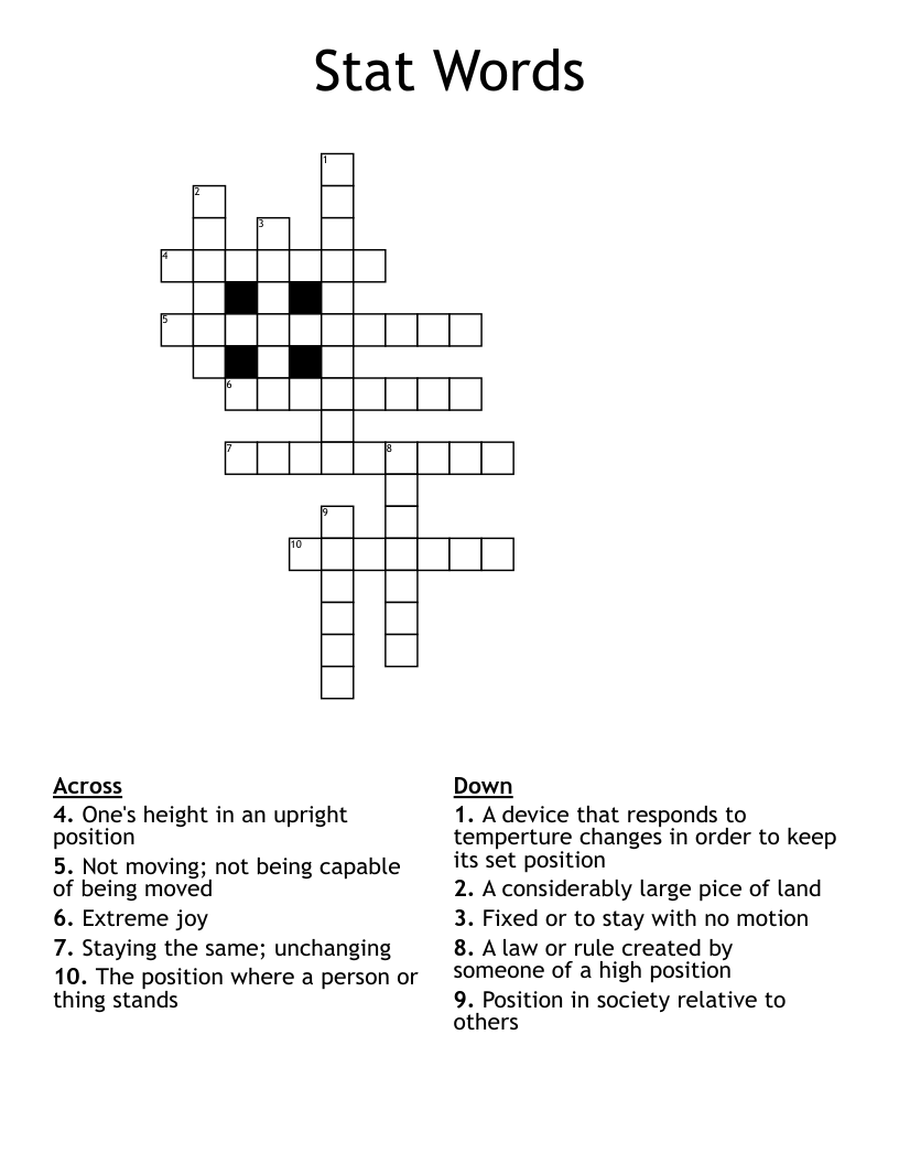 Stat Words Crossword