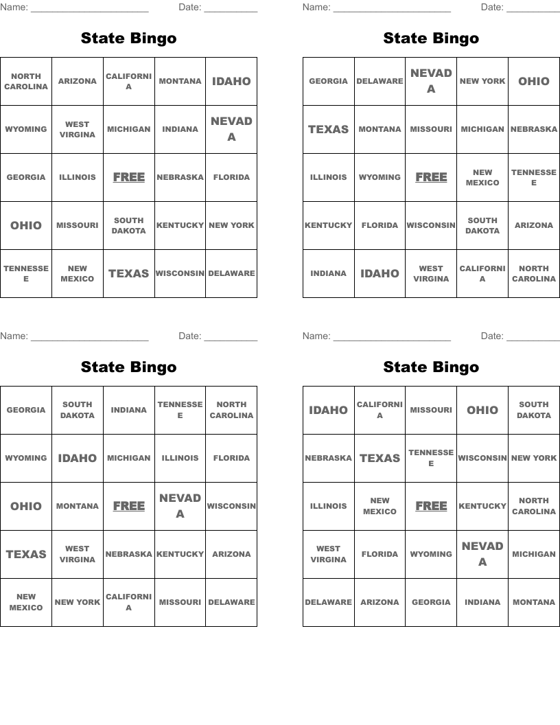 State Bingo 
