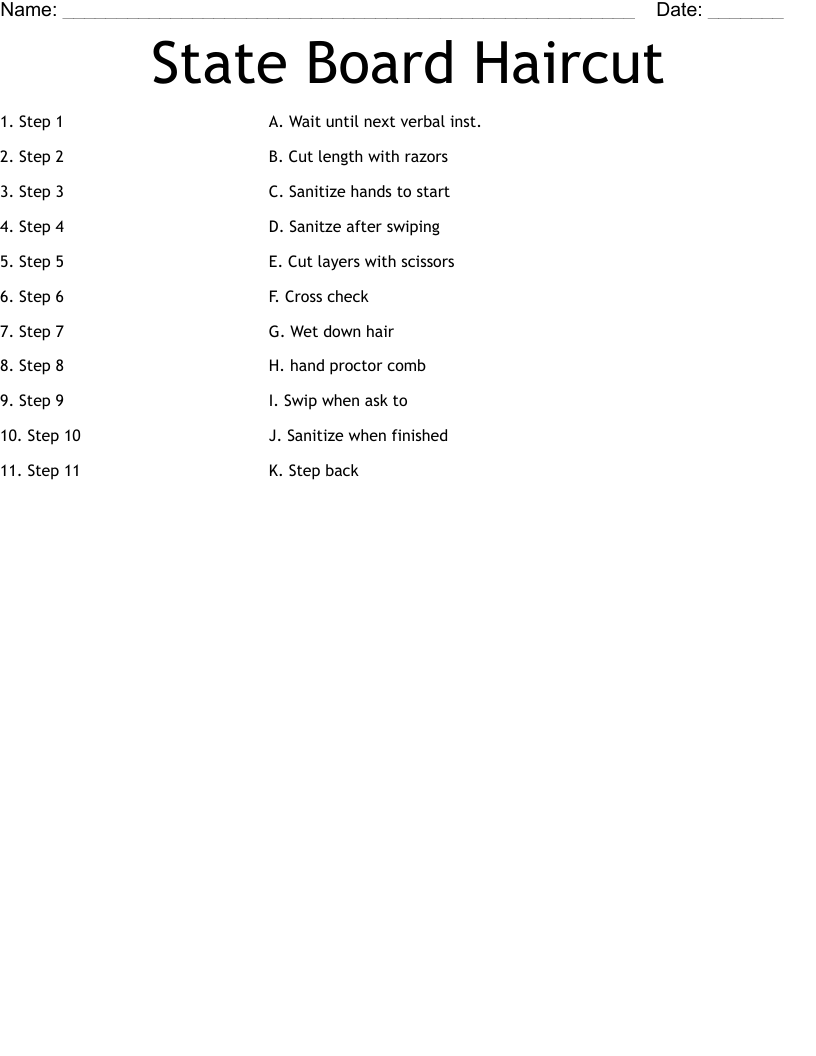 State Board Haircut Worksheet