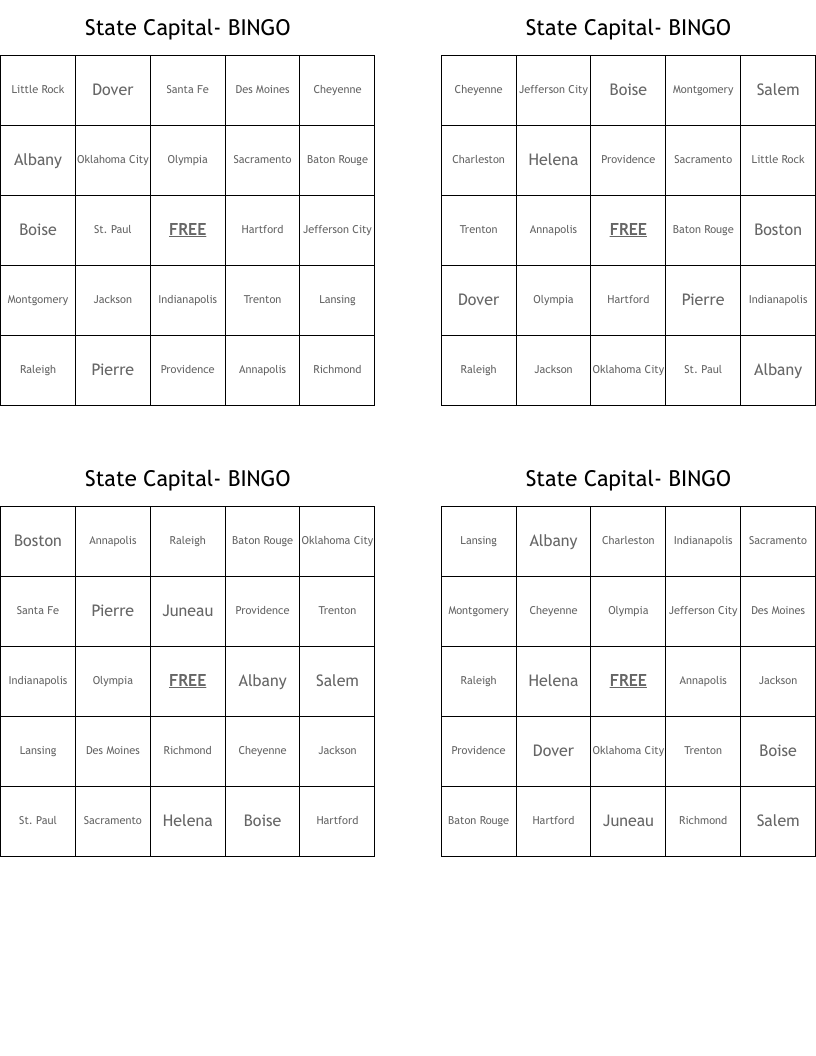 State Capital- BINGO