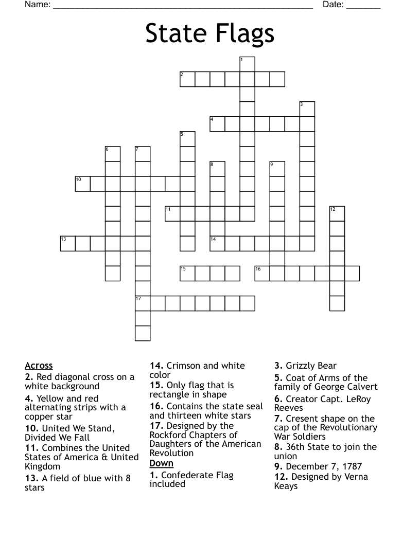 State Flags Crossword