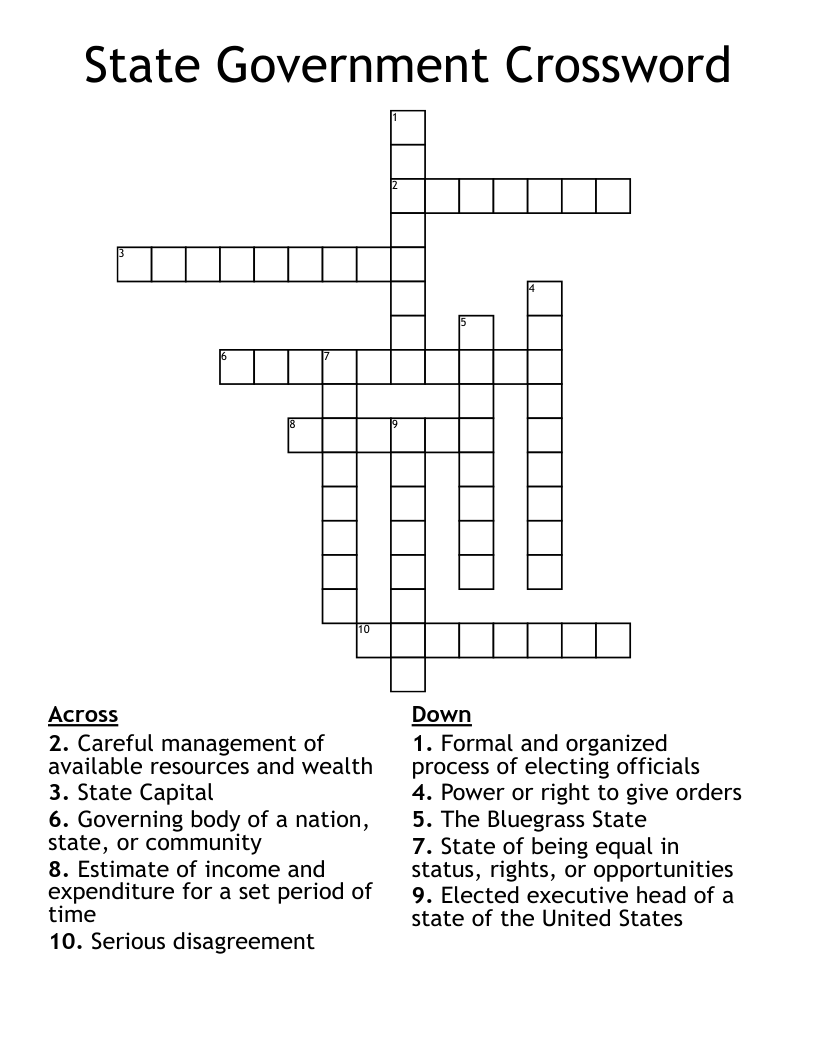 State Government Crossword