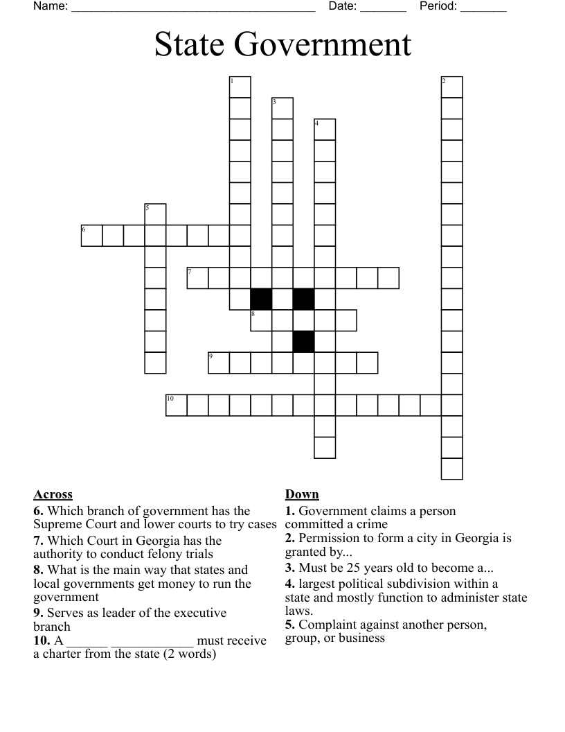State Government  Crossword