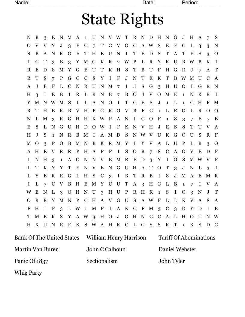 State Rights  Word Search