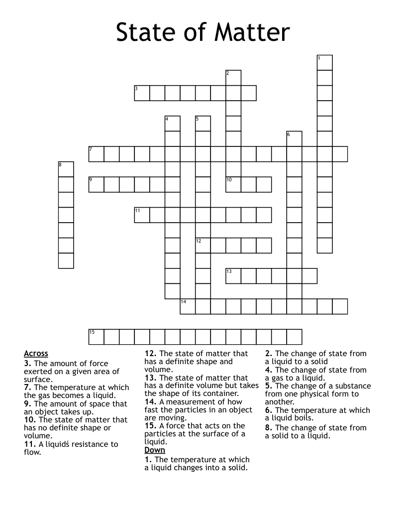 State of Matter Crossword
