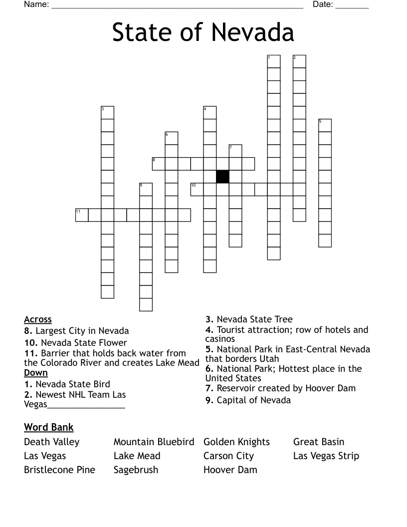 State of Nevada Crossword