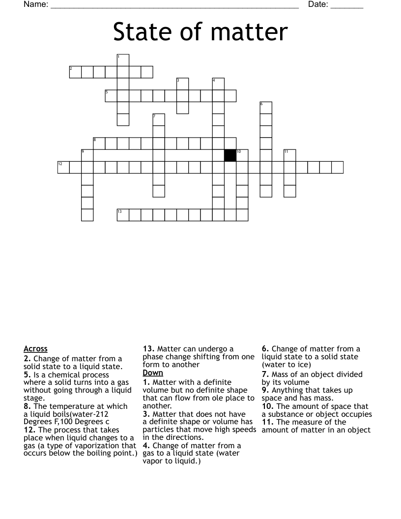 State of matter Crossword