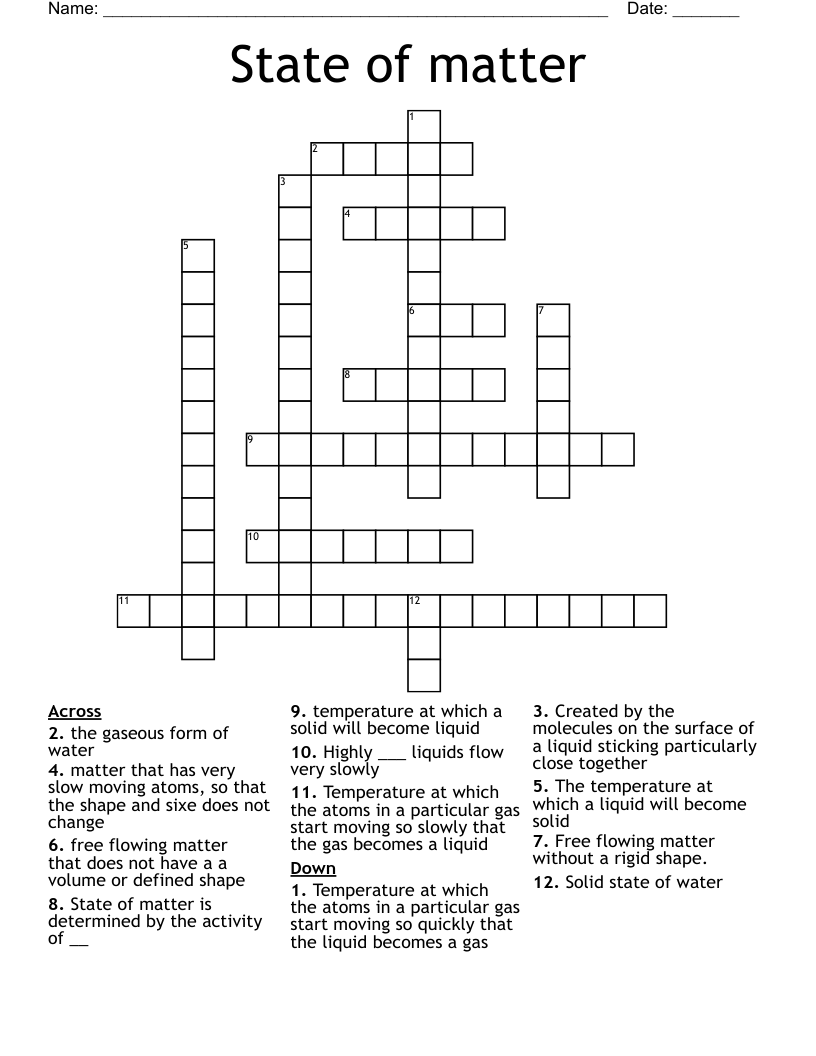 State of matter Crossword