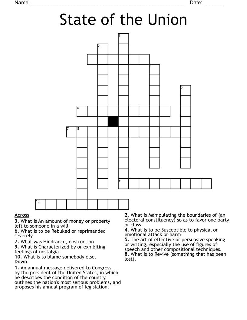 State of the Union Crossword