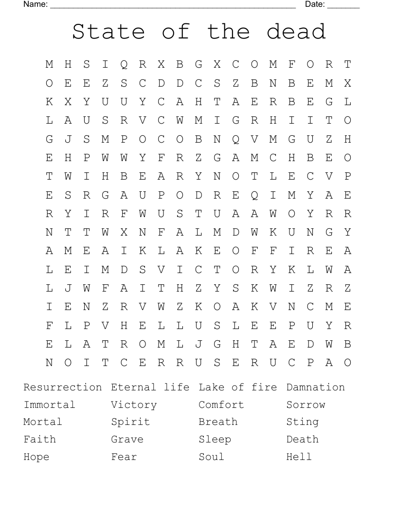 State of the dead Word Search
