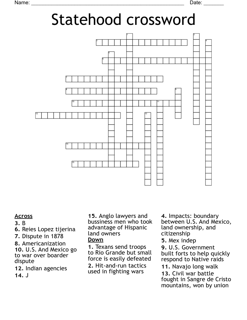 Statehood crossword 