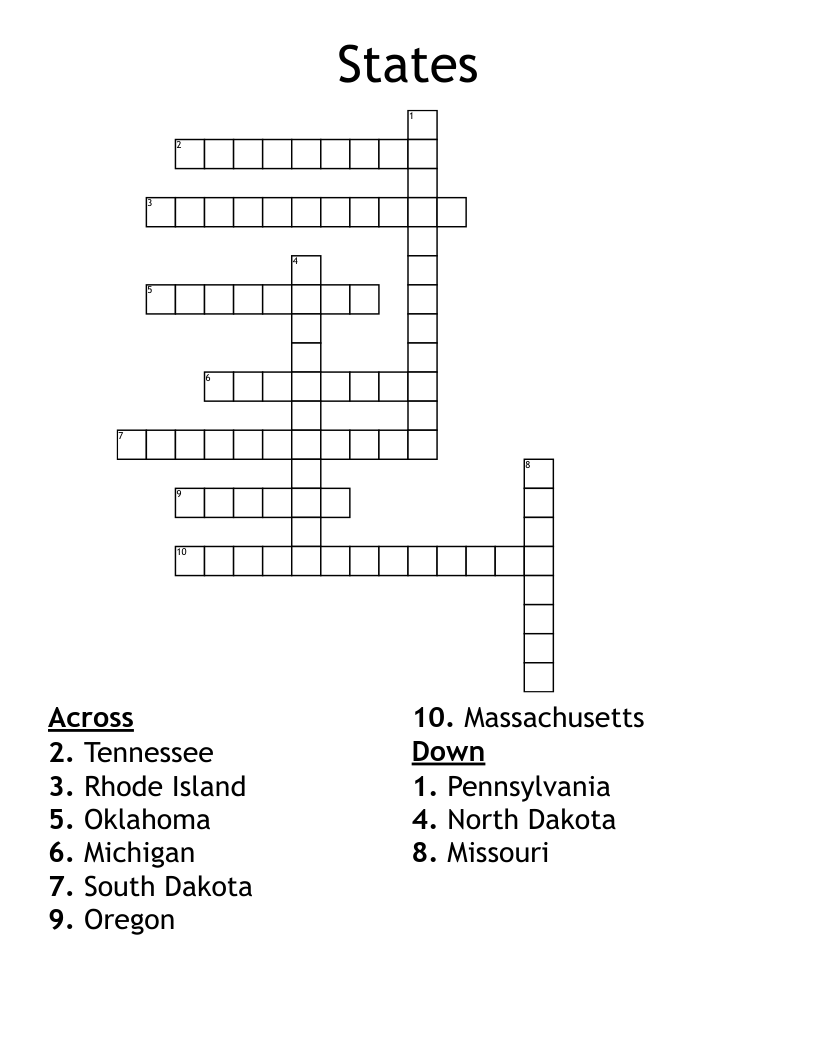 States Crossword