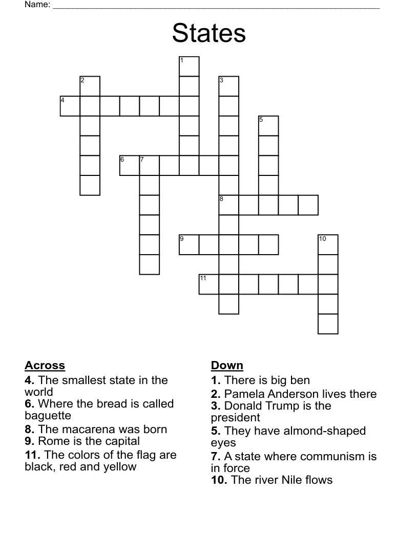 States Crossword