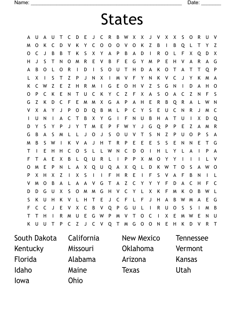 States Word Search
