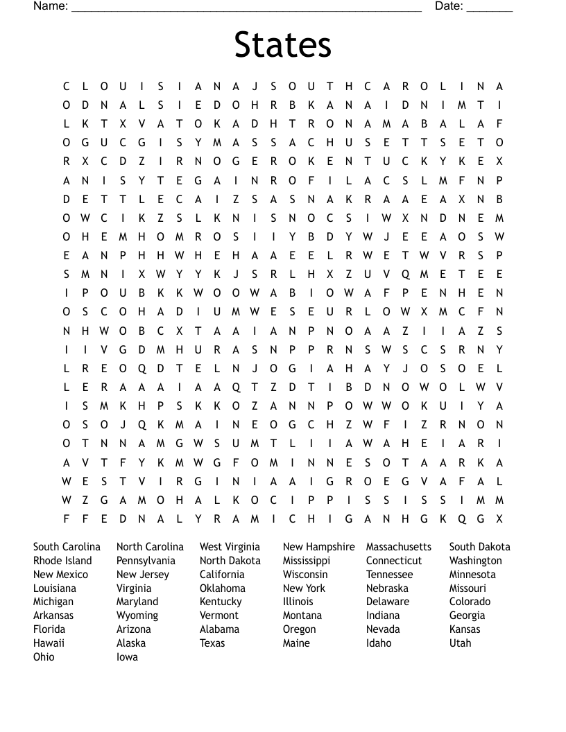 States Word Search