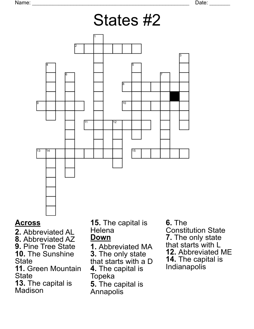 States #2 Crossword
