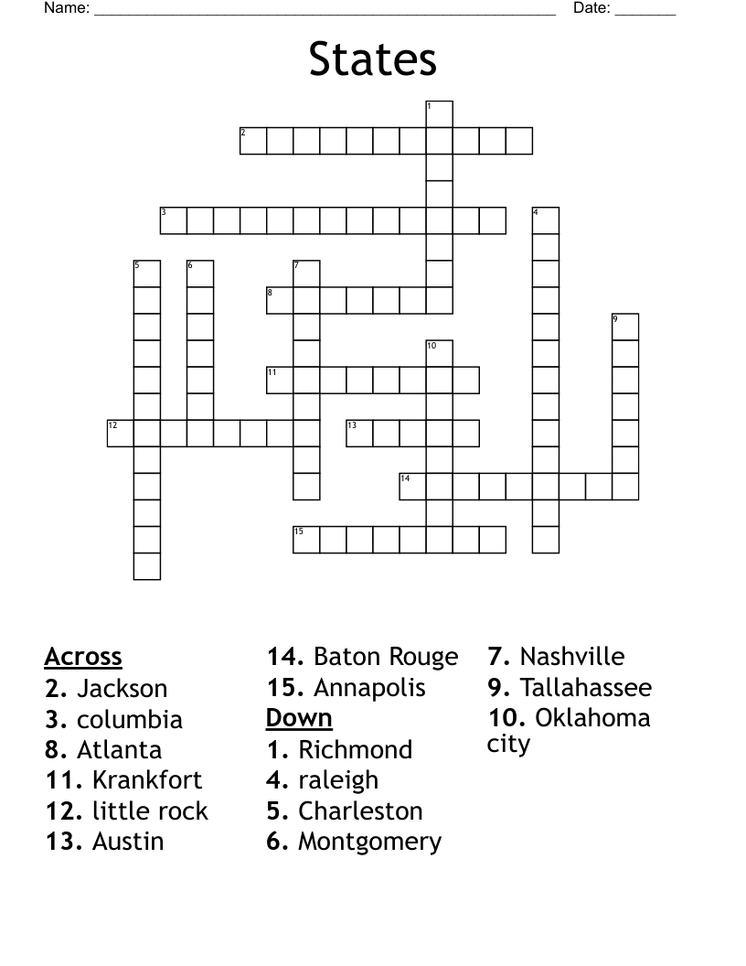 States Crossword