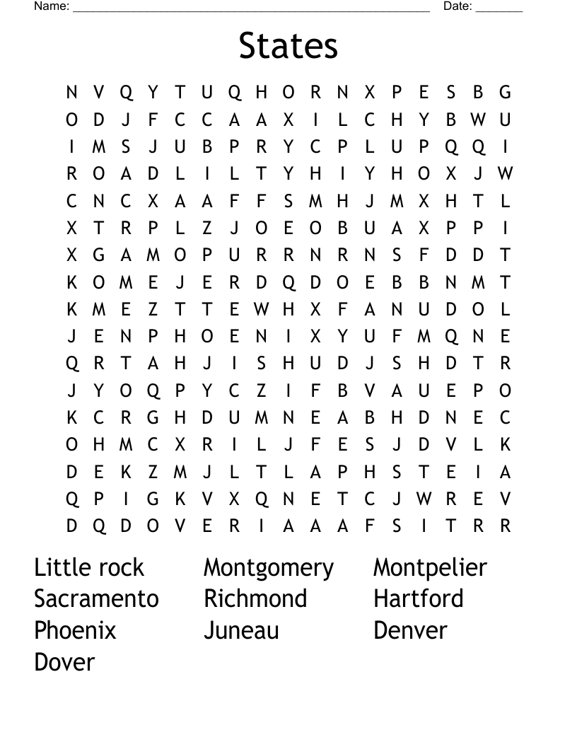 States Word Search