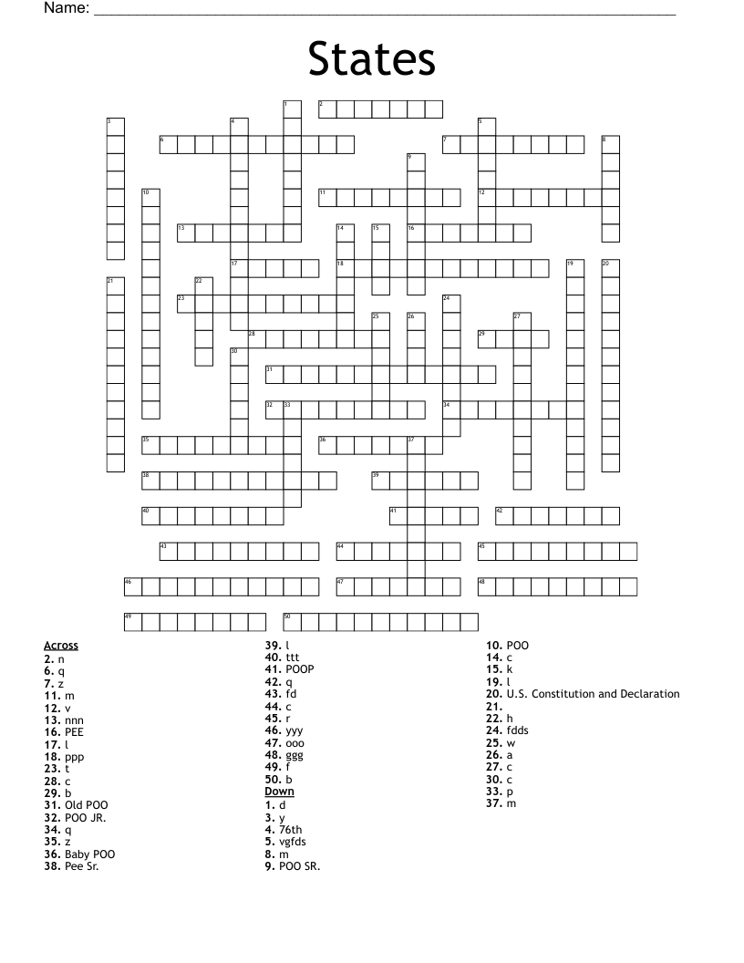 States Crossword