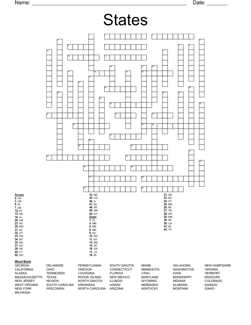 States  Crossword