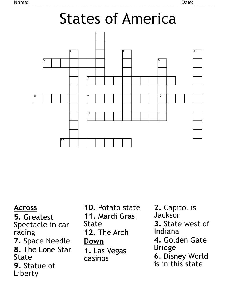 States of America  Crossword