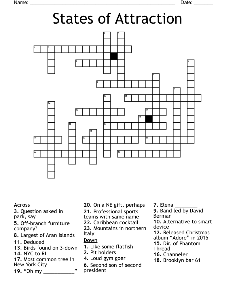States of Attraction  Crossword