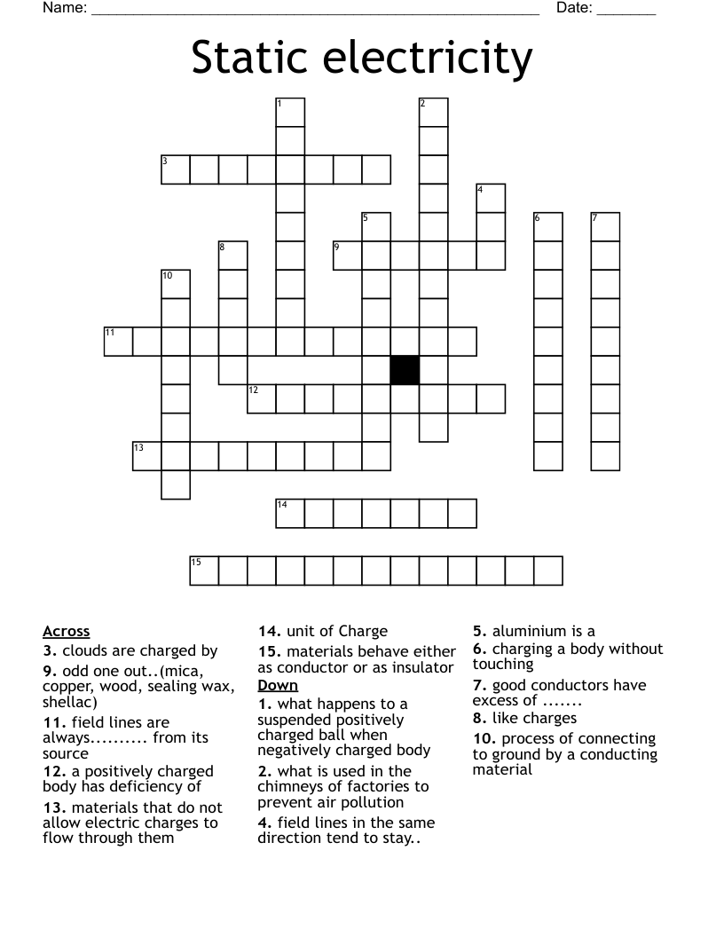 Static electricity Crossword