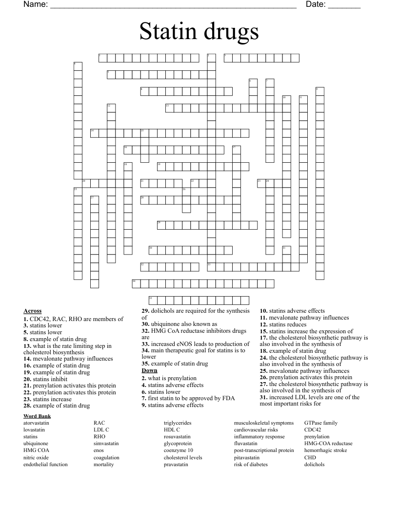 Statin drugs Crossword