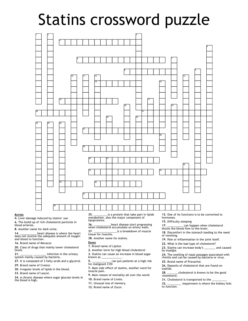 Statins crossword puzzle