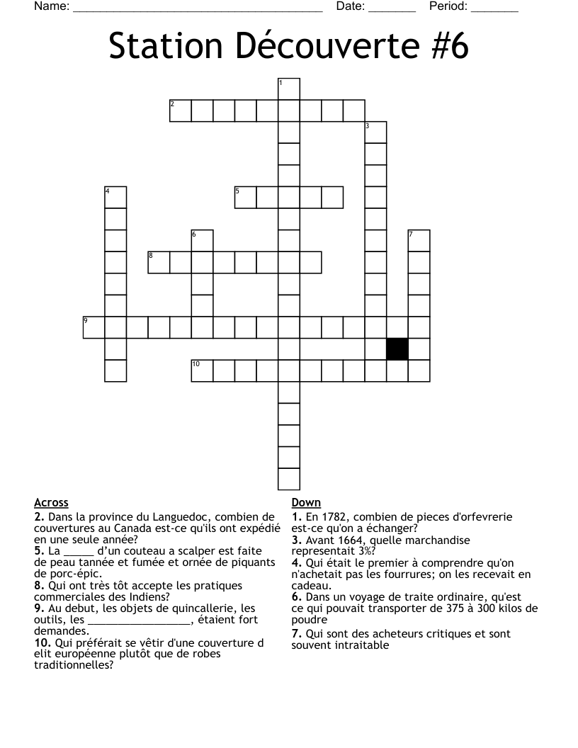 Station Découverte #6 Crossword