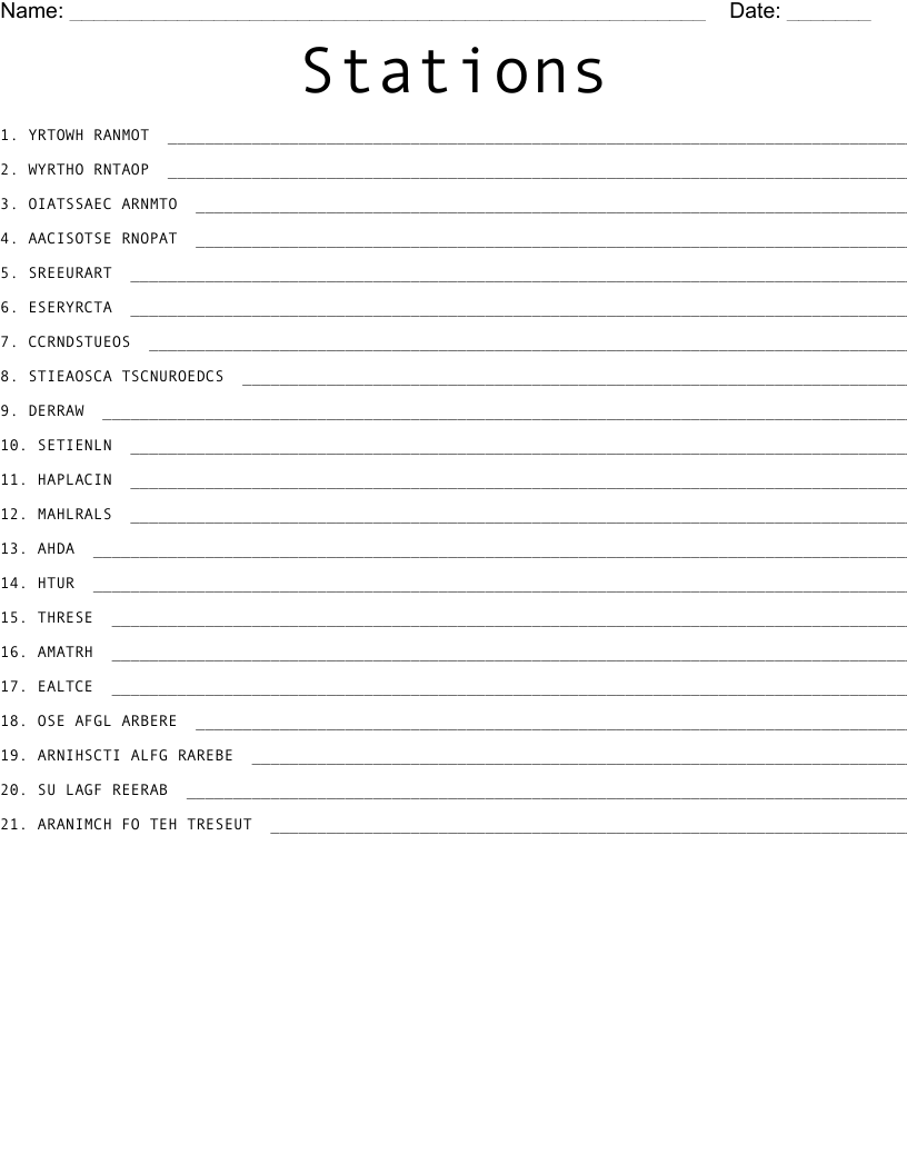 Stations Word Scramble