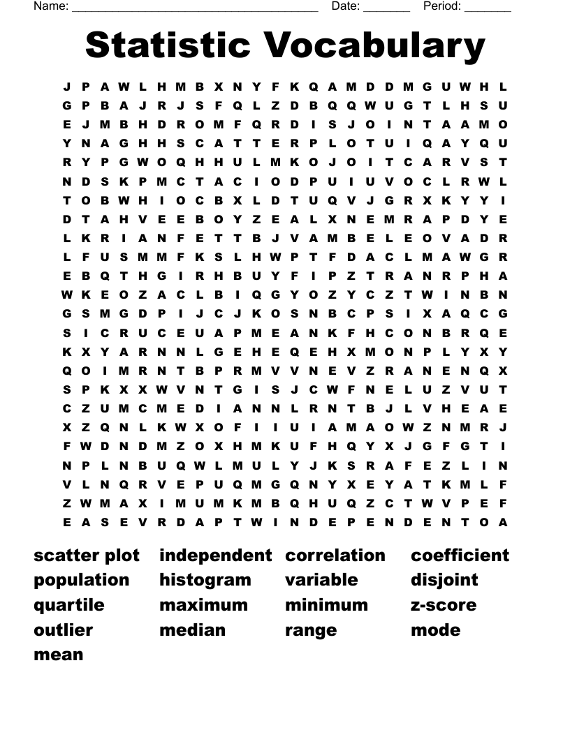 Statistic Vocabulary Word Search
