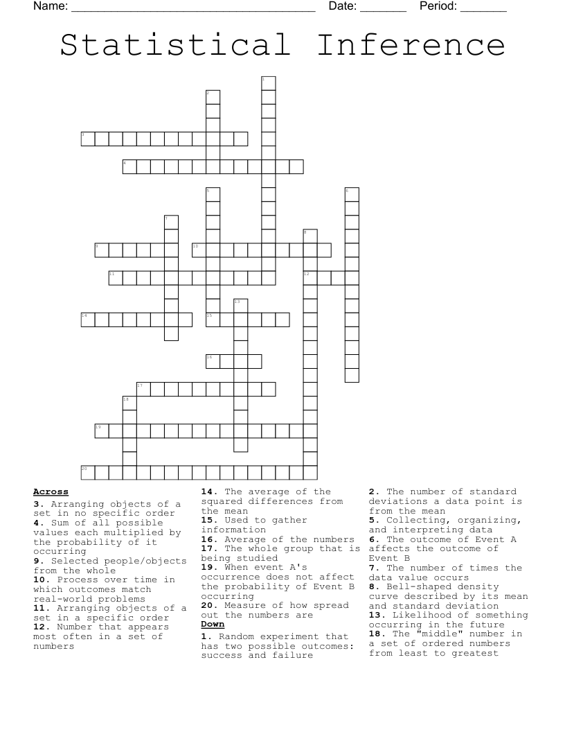 Statistical Inference Crossword