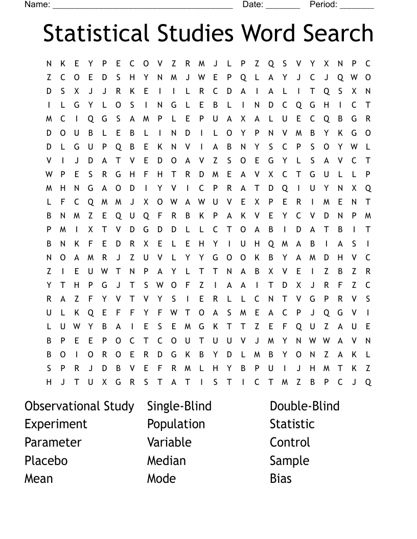 Statistical Studies Word Search