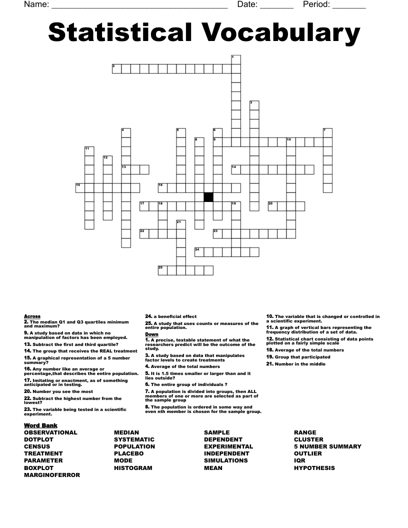Statistical Vocabulary Crossword