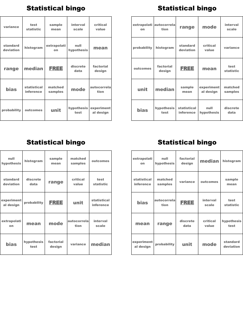 Statistical bingo