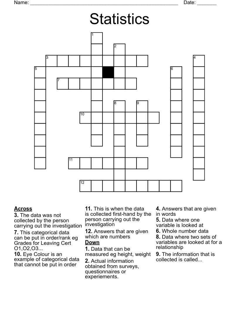 Statistics Crossword
