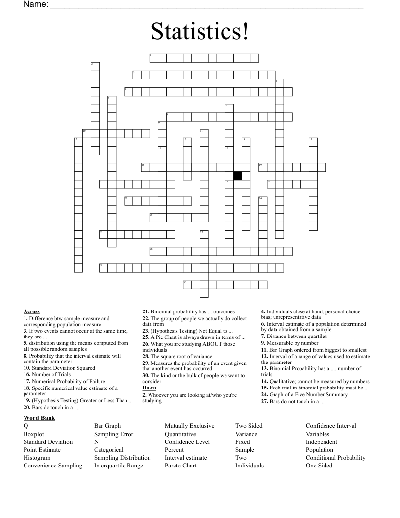 Statistics! Crossword