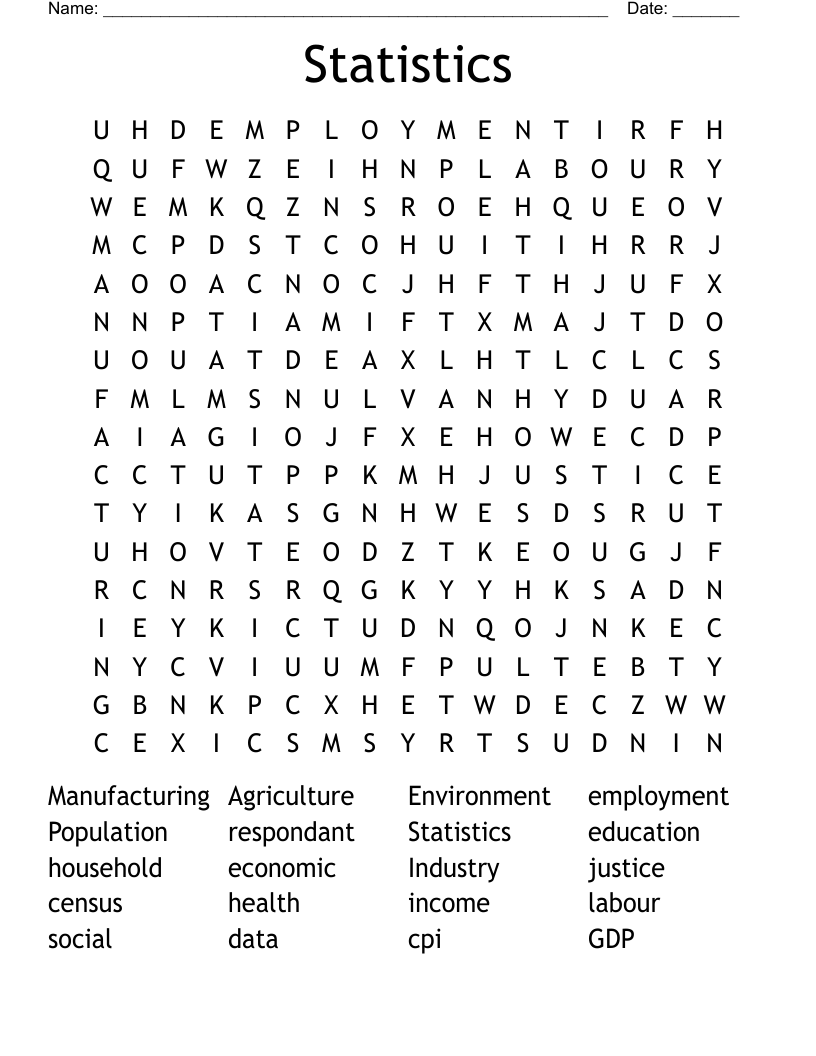 Statistics Word Search
