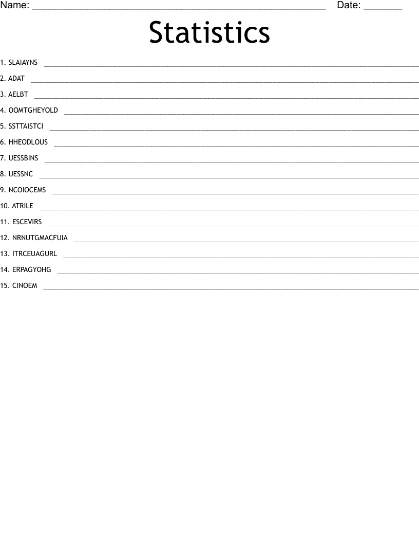 Statistics Word Scramble