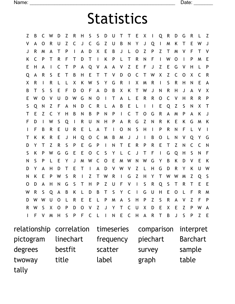Statistics Word Search