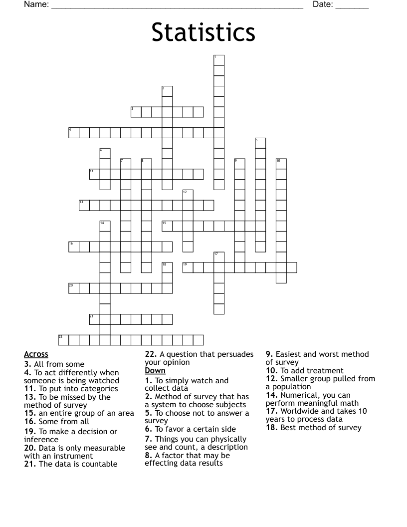 Statistics Crossword