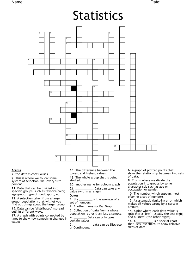 Statistics Crossword