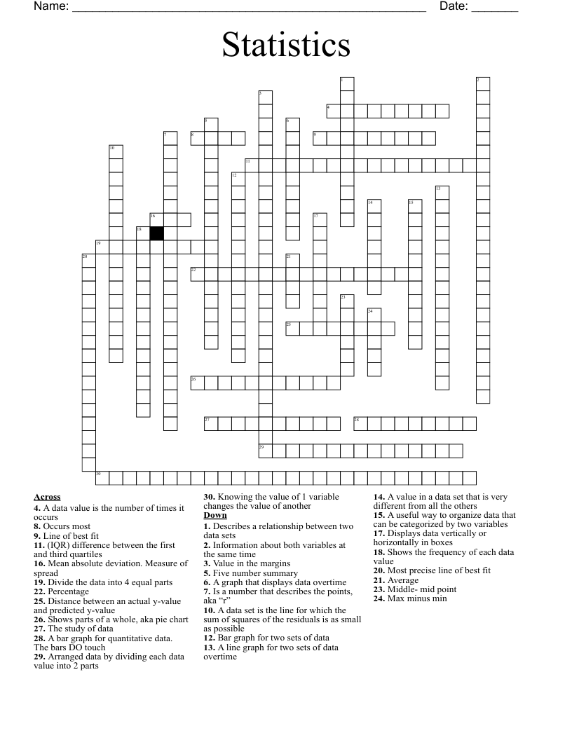 Statistics Crossword