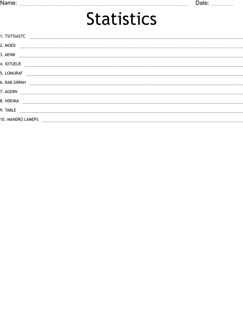 Statistics Word Scramble